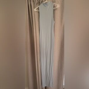 naked wardrobe Light Blue High-Neck Sleeveless Maxi Dress